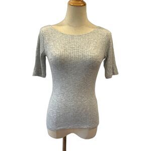 Abercrombie & Fitch Grey Ribbed Top Scoop Back Short Sleeves XS